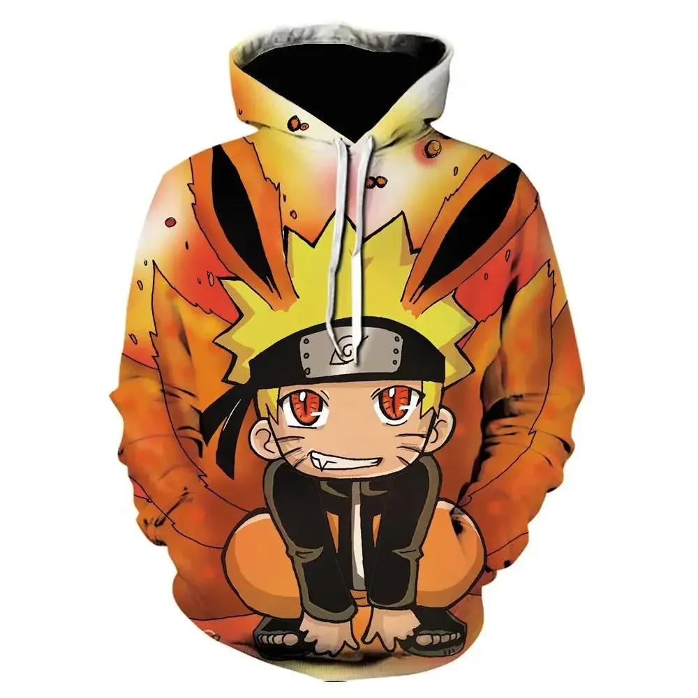 Japanese Anime Boys and Girls Hoodies Uzumaki Naruto Men\'s Hoodies 3D Printed Pullovers MINISO Men\'s Hoodies New Men\'s Clothing