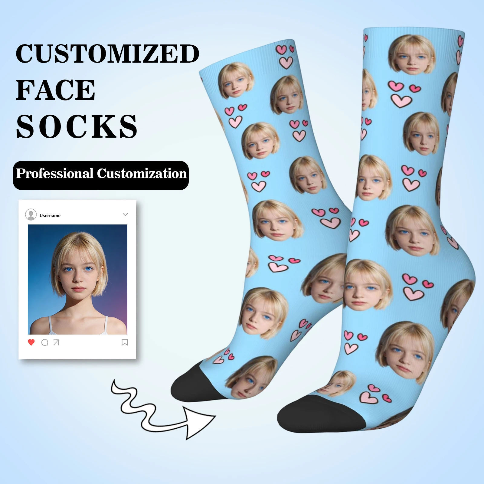 

Customized face-shaped socks DIY Unisex customized socks Personalized picture socks Photo socks Customized socks as gifts