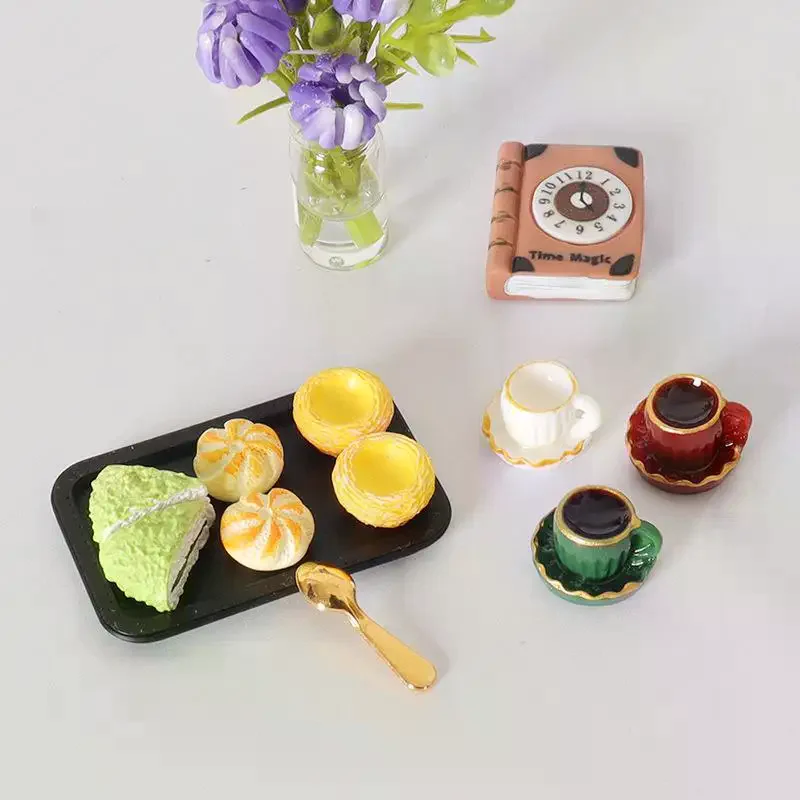 Décor de scène de thé de l'après-midi, maison de poupée Miniature, ensemble de plateaux à café Dim Sum, cuisine de jeu, Mini nourriture pour poupée Blyth, accessoires, jouet, 5 pièces