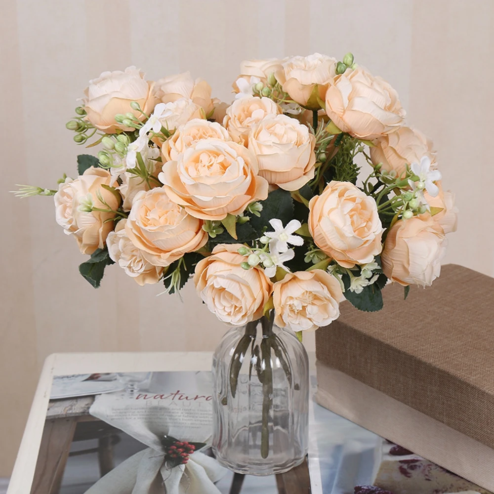 Künstliche Blume für Zuhause, Raumdekoration, Zubehör, Hochzeit, Sammelalbum, Pfingstrose, Süßigkeiten, Geschenkbox, Arrangement, Festival, Seidenrosenstrauß – Detail 3