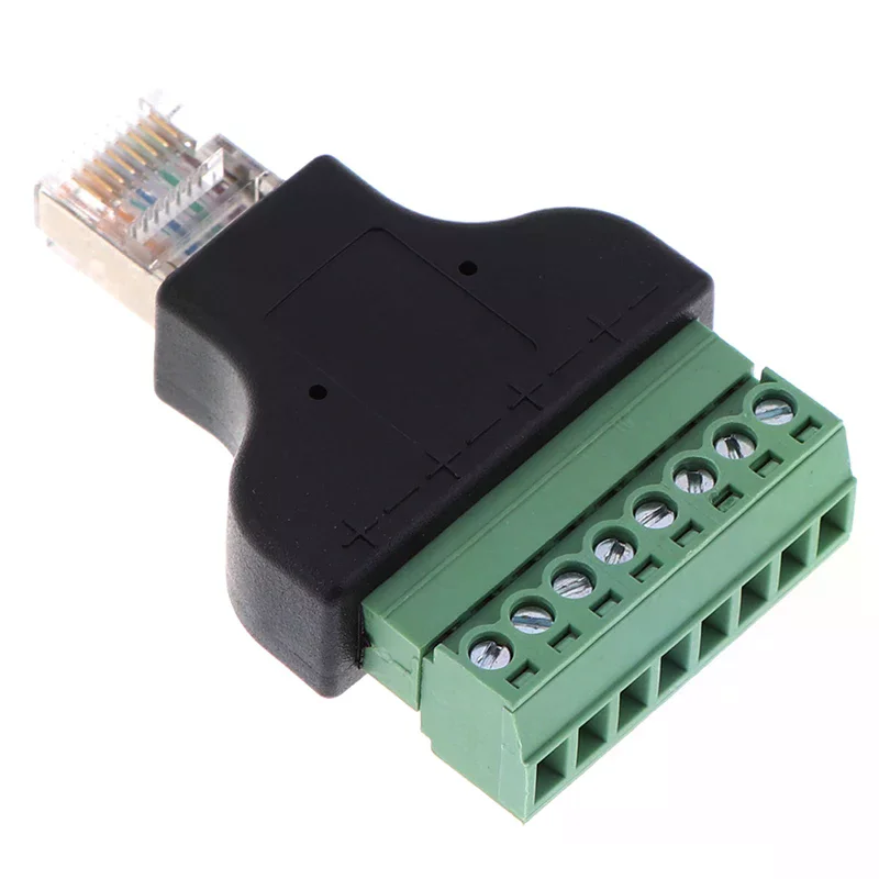 8P8C RJ45 ethernet male to 8 pin av terminal screw adapter converter for dvr