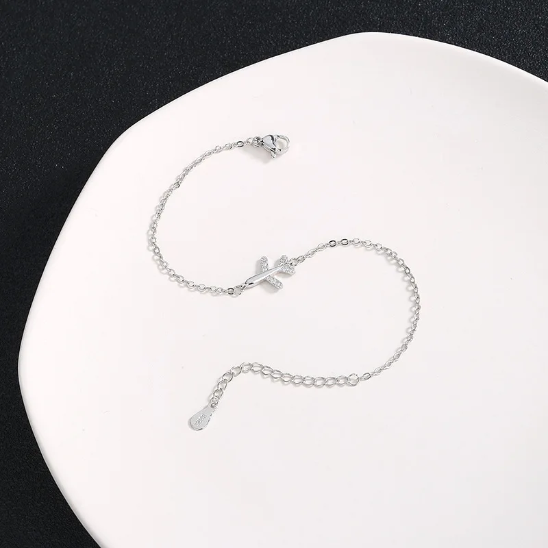 New Fashion Small Airplane Temperament 925 Sterling Silver Jewelry Personality Flash Crystal Exquisite Popular Bracelets SL091