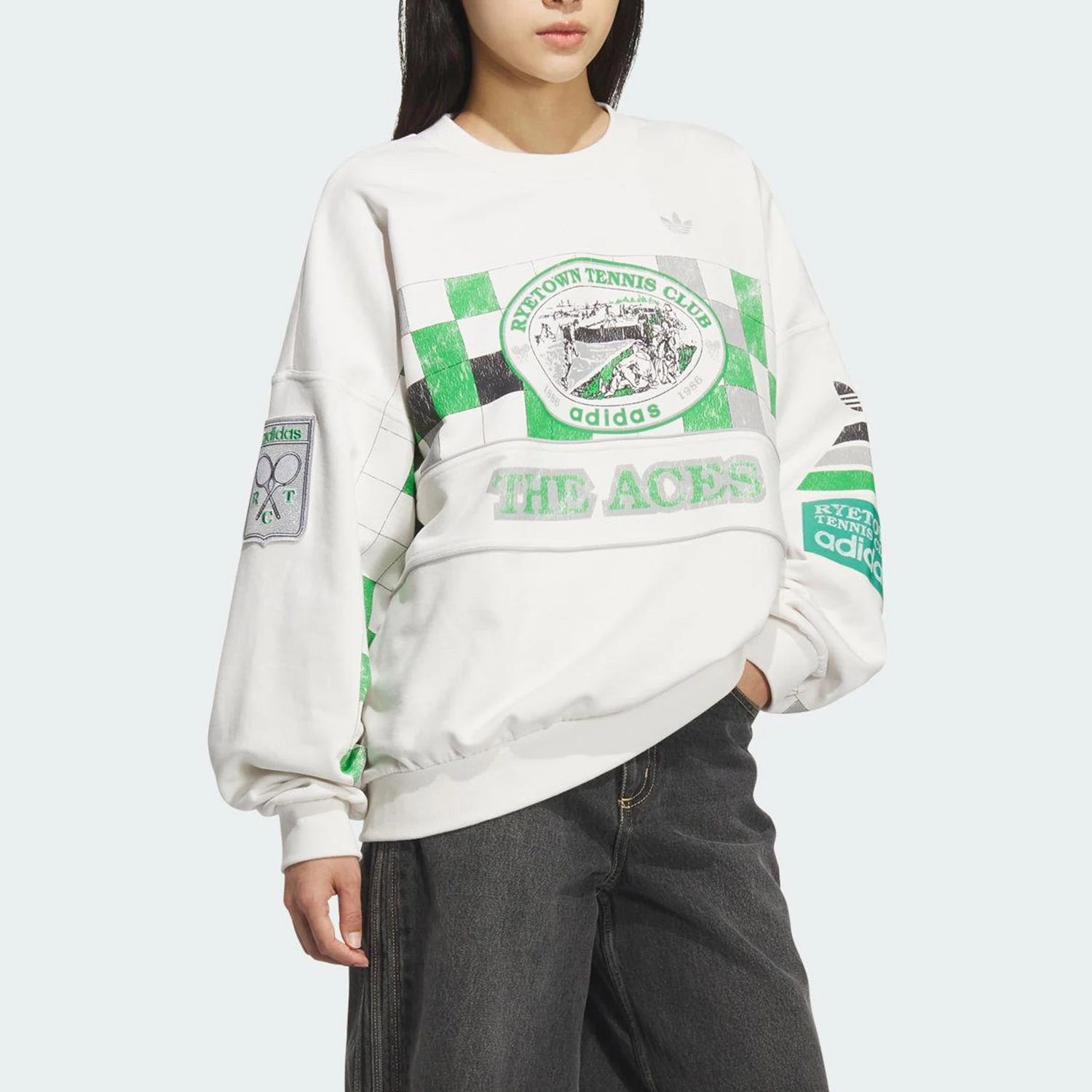 Adidas Originals Three Leaves Grass Men and Women Loose Round Neck Casual Daily Sweatshirt KG3144