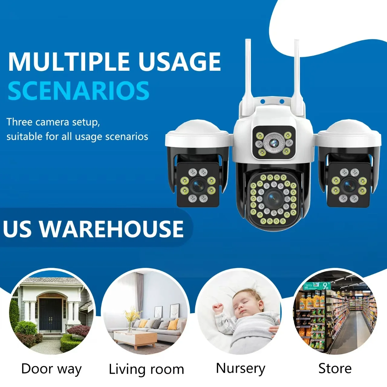 Yoosee 15MP 3 عدسة 3 شاشات واي فاي كاميرا PTZ IP كاميرا في الهواء الطلق IP66 مقاوم للماء اتجاهين تتبع الصوت كاميرات المراقبة Onvif