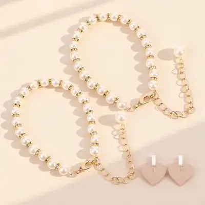 

2pcs Pearl Shoe For Heels Elegant Ankle Belts Replacement Detachable Elastic Strap High Heel Accessories Women Metal Ankle