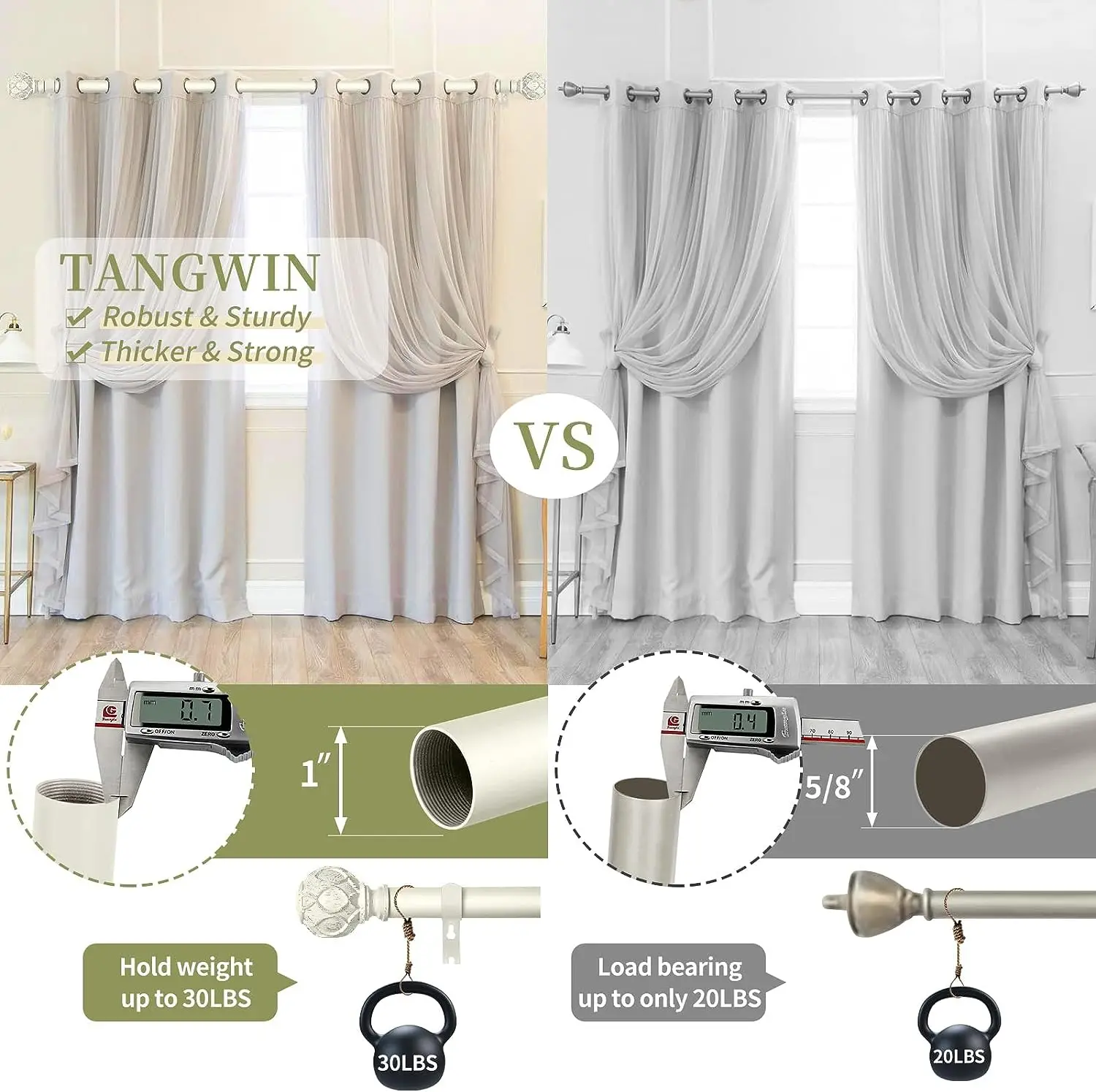 Wholesale Curtain Rods for Windows 18 to 45Inch (1.5-3.8ft),Heavy Duty Metal Adjustable Length 1 Inch Diameter Modern Decorative