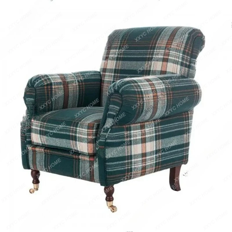 

L chenille plaid tiger chair small apartment living room medieval bedroom casual high back chair