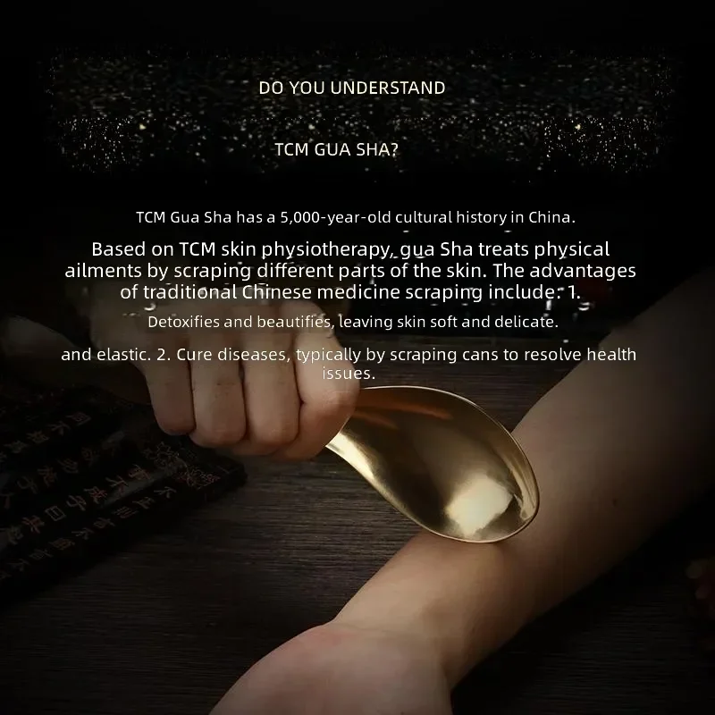Home Physical Therapy Gua Sha Massage Tool Spoon‑Type Brass Copper Scraping Plate Natural Horn Shape Body Massager for Muscle