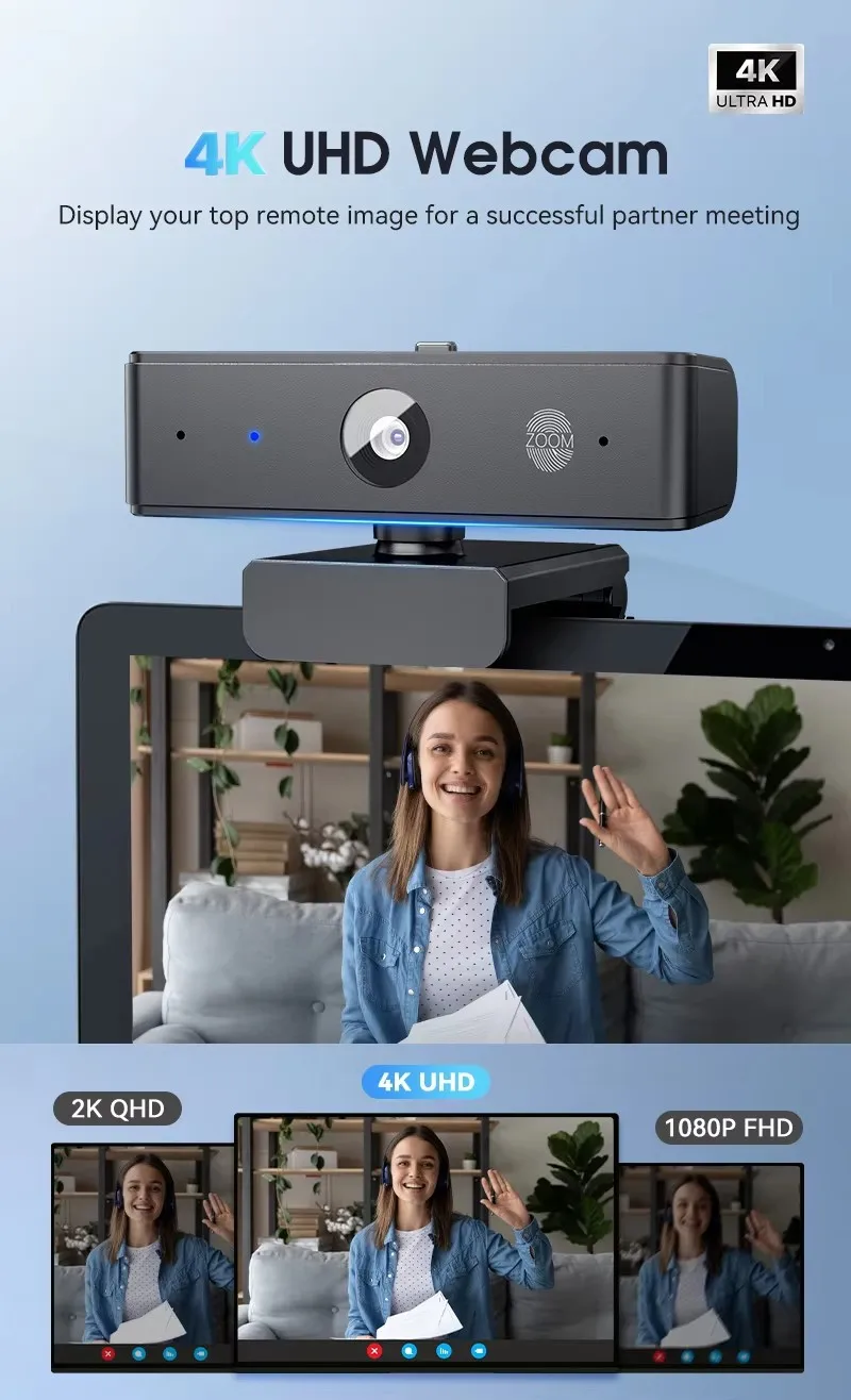 QHD 4K 8MP 90Fps Smooth Video Camera 8x Zoom USB Webcam Intercom HD Digital Camera For Online Teaching Conference Live Broadcast