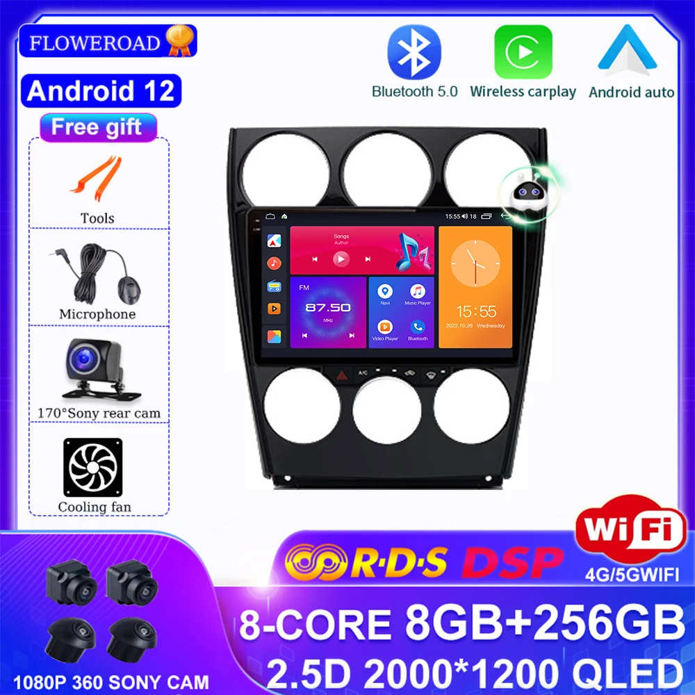 

AI Voice Radio Stereo Android 12 Auto Car Multimedia Video Player for Mazda 6 2004-2015 carplay auto DSP carplay android auto BT
