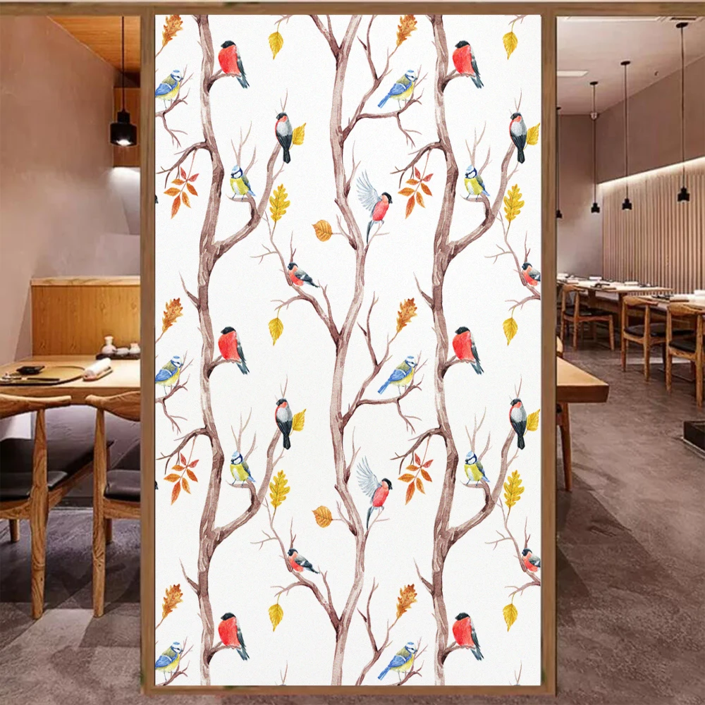 Window Film Privacy Lovely Birds Glass Sticker UV Blocking Heat Control  Window Coverings Window Tint for Home Decoration