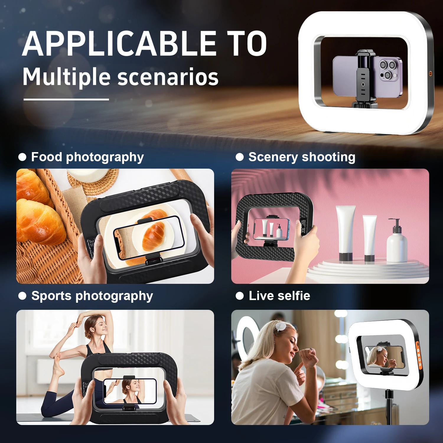ضوء حلقة محمول، مجموعة إضاءة سيلفي محمولة باليد، ضوء مثبت فيديو للهاتف LED مع بطارية لتسجيل الفيديو الضوئي #6