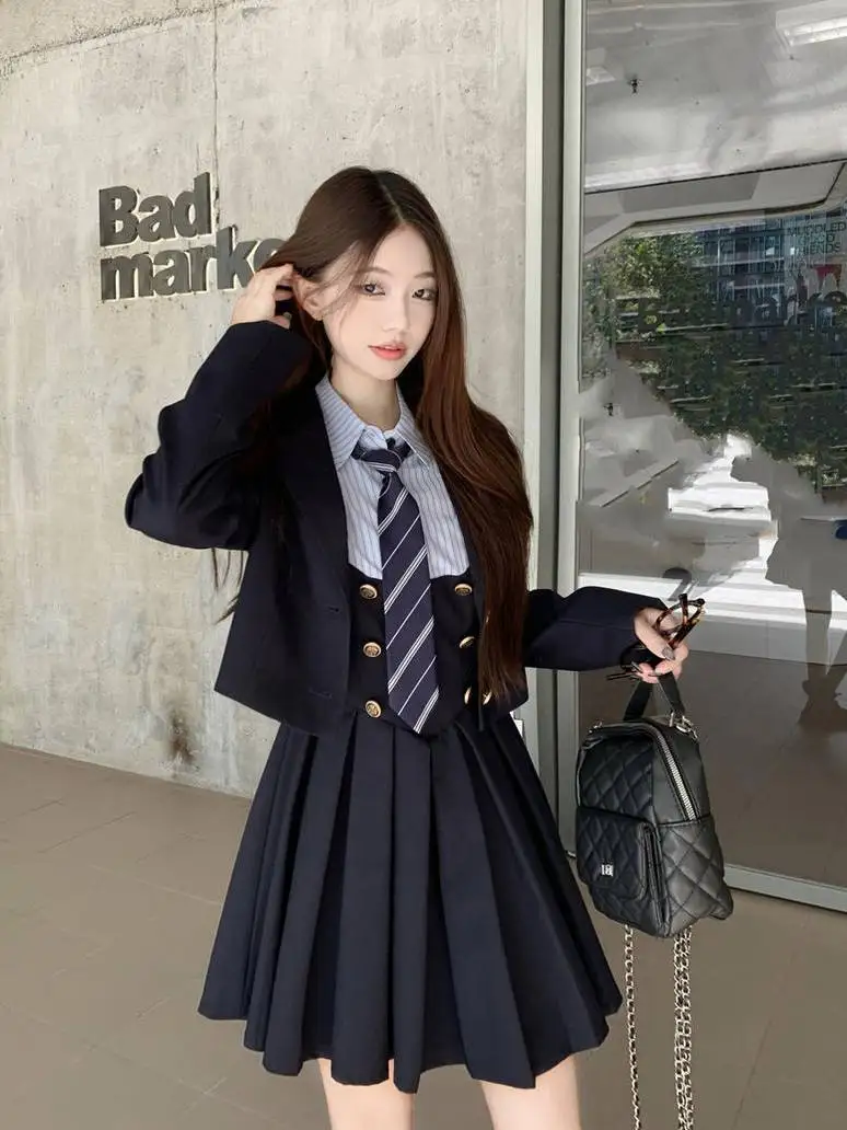 plus Size Faionable ort Suit Dr Korean Sle Button Detail Skirt Ensemble Autumn Spring New Arrival for plus Size Women