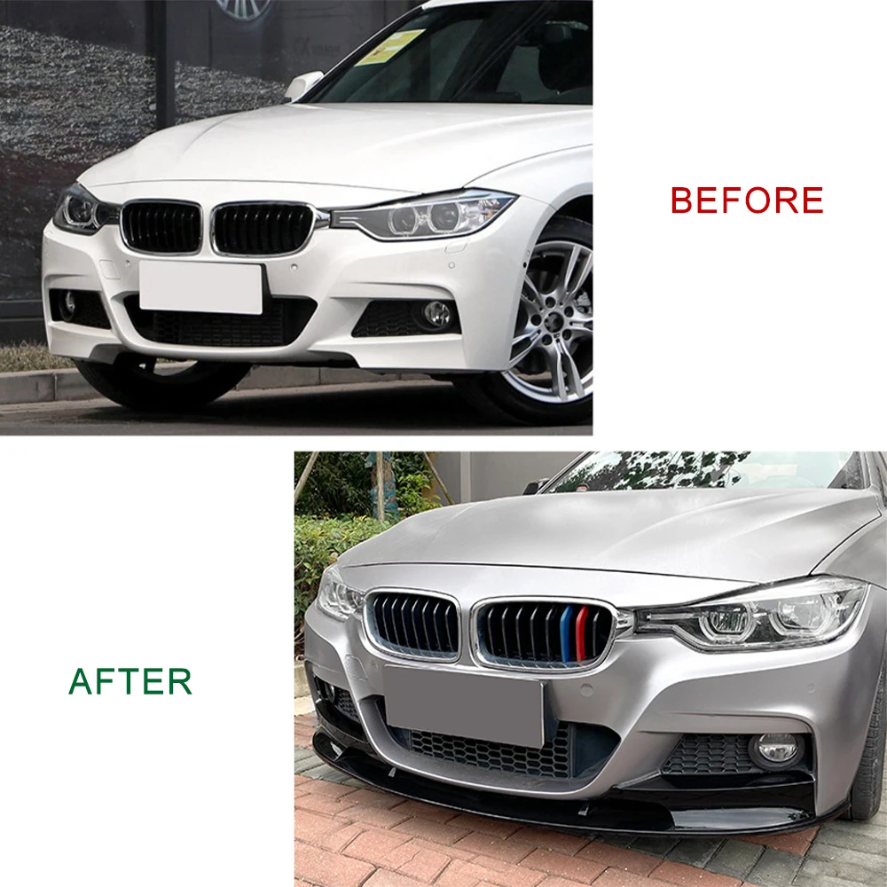 For BMW 3 Series 2013 - 2019 Car Front Bumper Splitter Diffuser Cover Spoiler Lip ABS Spoiler Bumper Guard Protector Car Gadgets