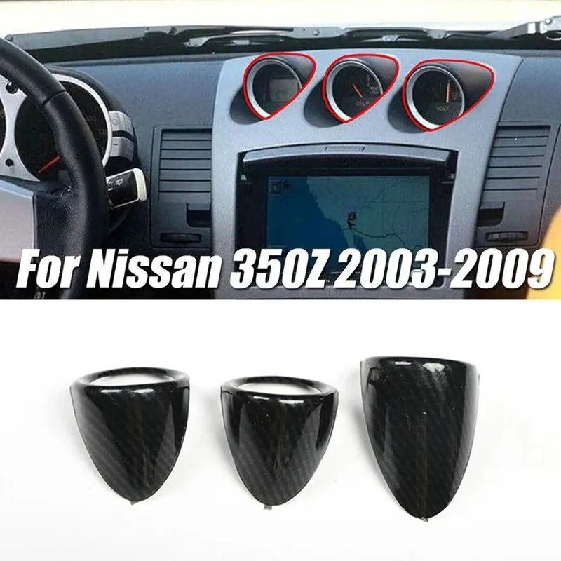 For RHD LHD Nissan 350Z Z33 2003-2009 Carbon Fiber Center Dashboard Gauge Pod Pointer Cover Trim Car Interior Accessories