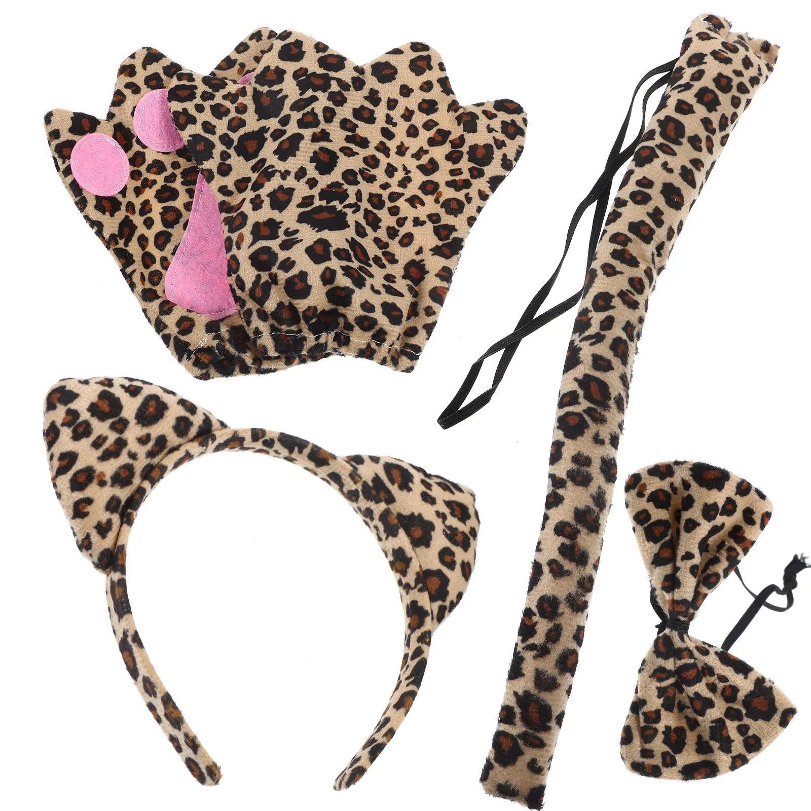 

Набор для косплея в виде мультяшного животного: повязка на голову с ушками леопарда, костюм для взрослых, для Хэллоуина, дня рождения, фотосессий, подарок