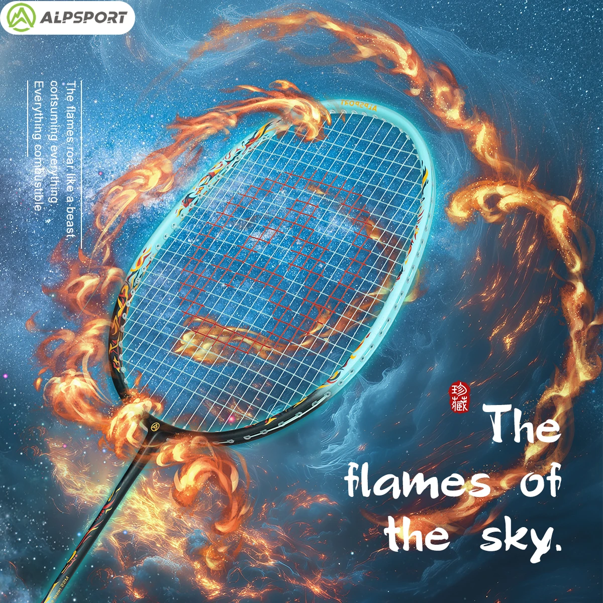 ALPSPORT Flame Composite Carbon Fiber Balanced Badminton Racket Default 24LBS 3 Colors Available Suitable Beginners Intermediate