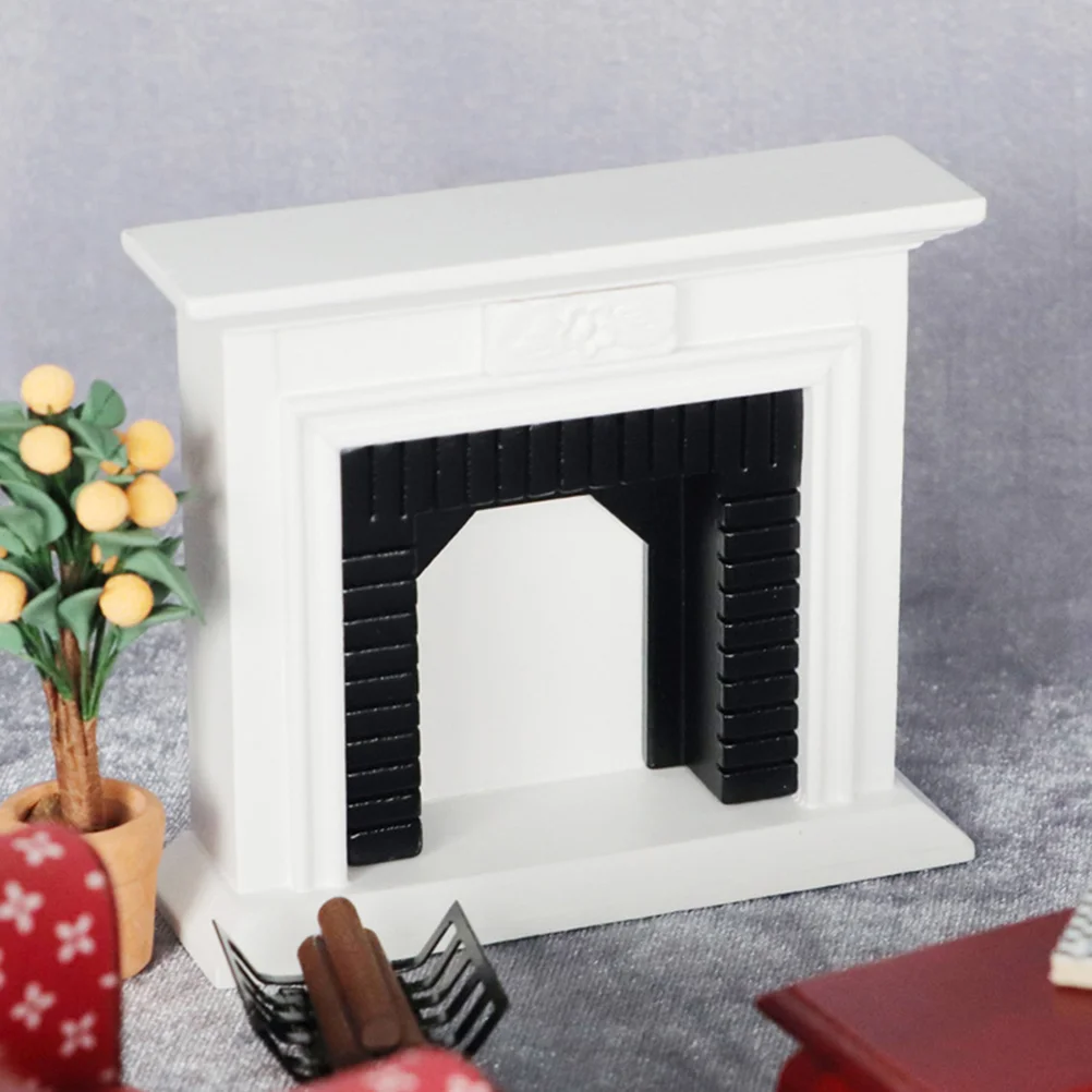 Furniture Model Mini Fireplace Firewood Dollhouse 1:12 Household Ornament Realistic Room Decor Wooden