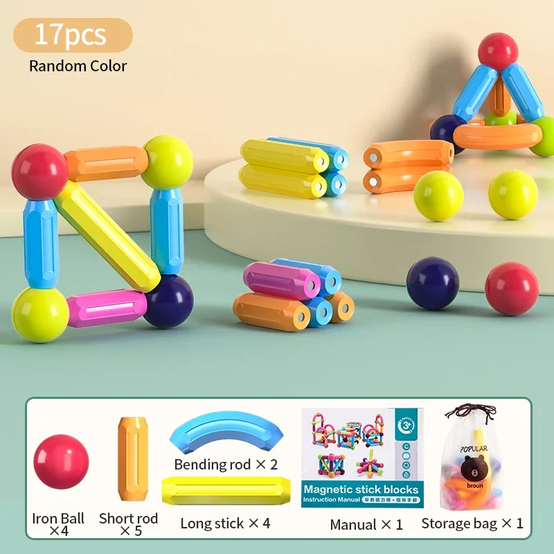 Magnetic Stick Designer Building Blocks Set Kids Big Size Magnets Bricks Montessori Educational Toys for Children Gift