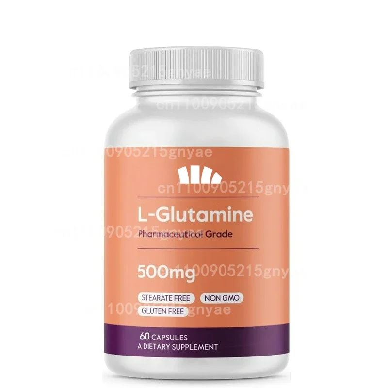 Aminoácido de glutamina L 100% vegetal, síntesis de proteínas, apoya la función celular, 60 cápsulas