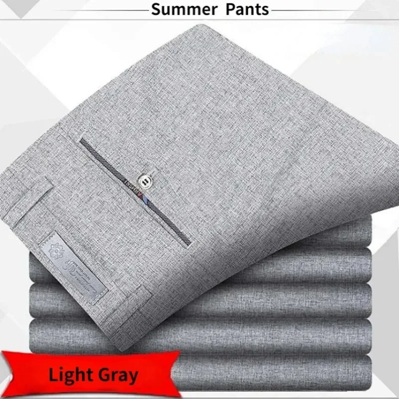 Summer Thin Autumn Thick Casual Pants Mens Straight Formal Long Trouser Adult Solid Color Flat Design Suit Pant Business KOACUS