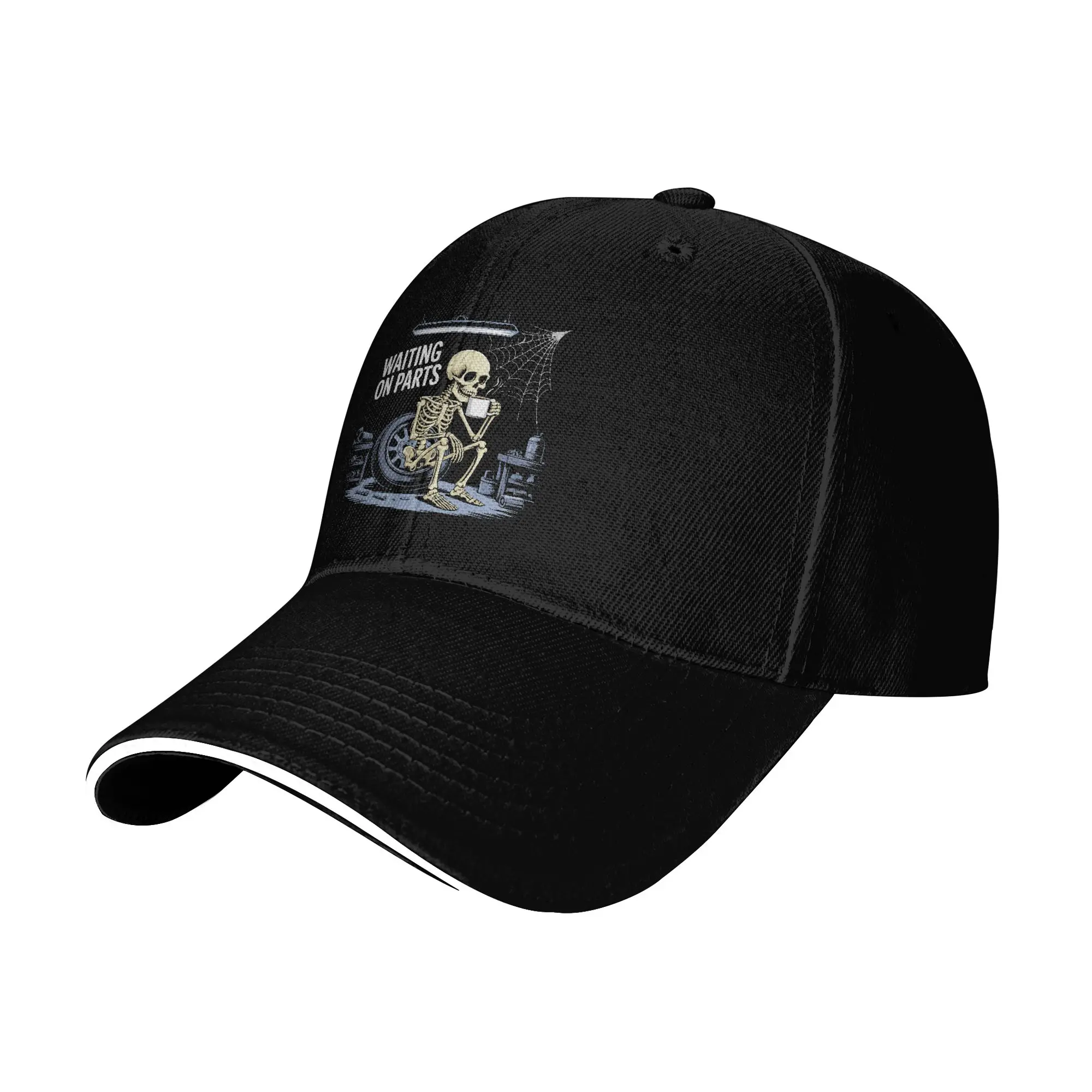 Funny Waiting On Parts Mechanic Skeleton Auto Repair Life Sun Baseball Cap Summer Trucker Hat For Women Baseball Caps