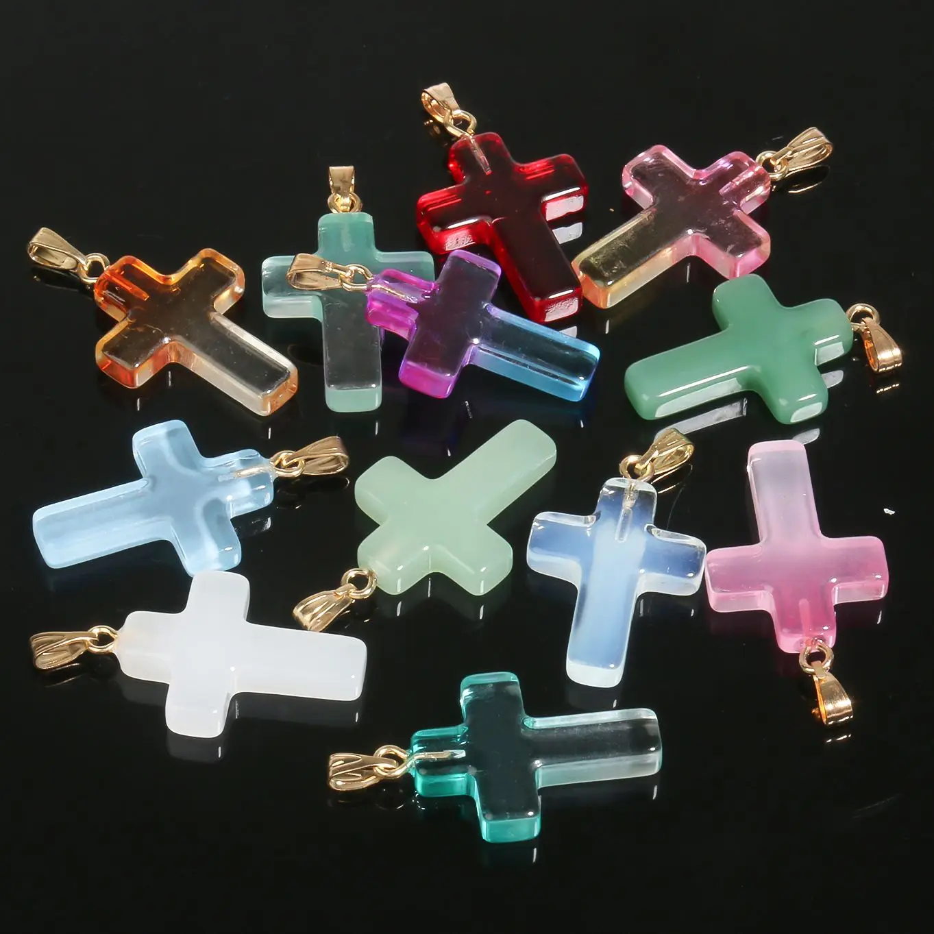 10pcs/lot 18x25mm Colorful Cross Shape Lampwork Crystal Glass Charms Pendant for DIY Earring Necklace Buckle Pendant Accessories