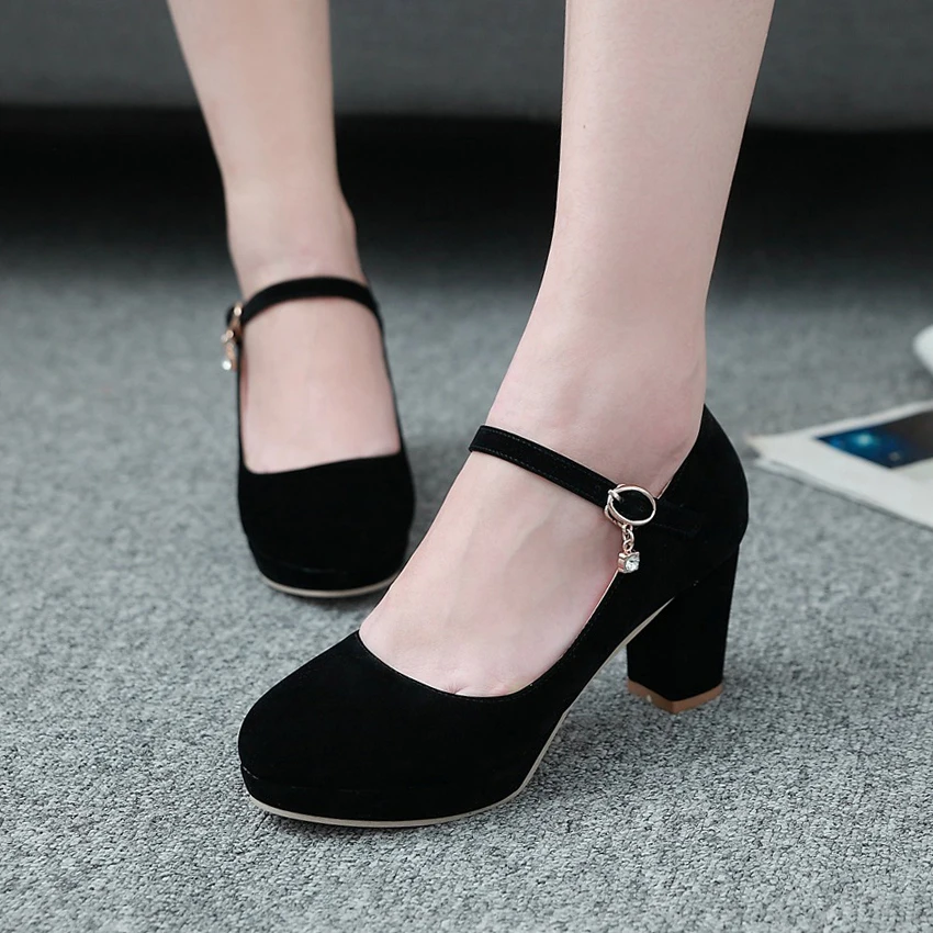 Classic Velvet High Heels Shoes Female Sexy Straps Black Blue Womens Heeled Platform Everyday Casual Shoes Dress Pumps Ladies