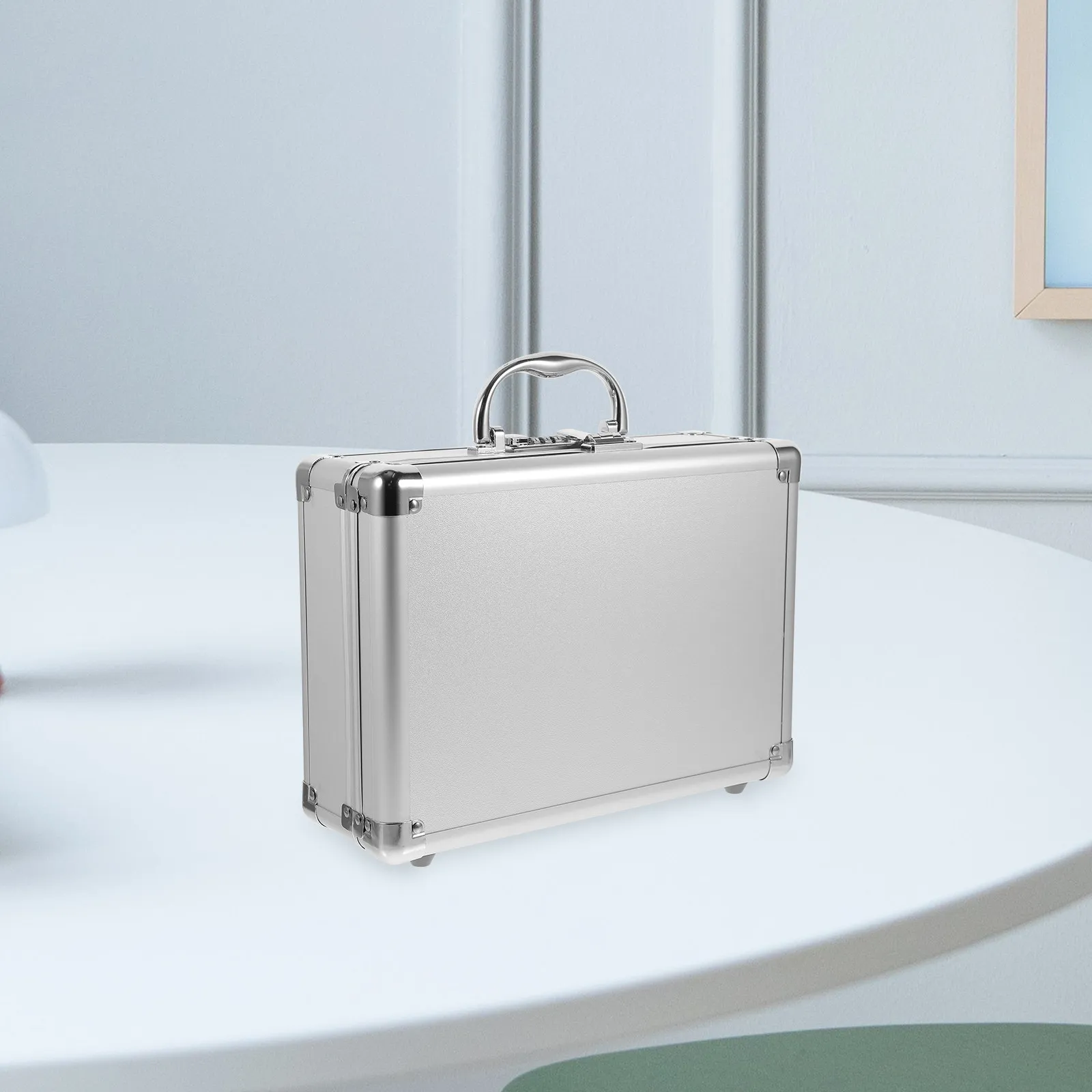 Robust Metal Tool Storage Box Aluminum Briefcase Style Password Lock Portable Carry Handle for Tools Organization