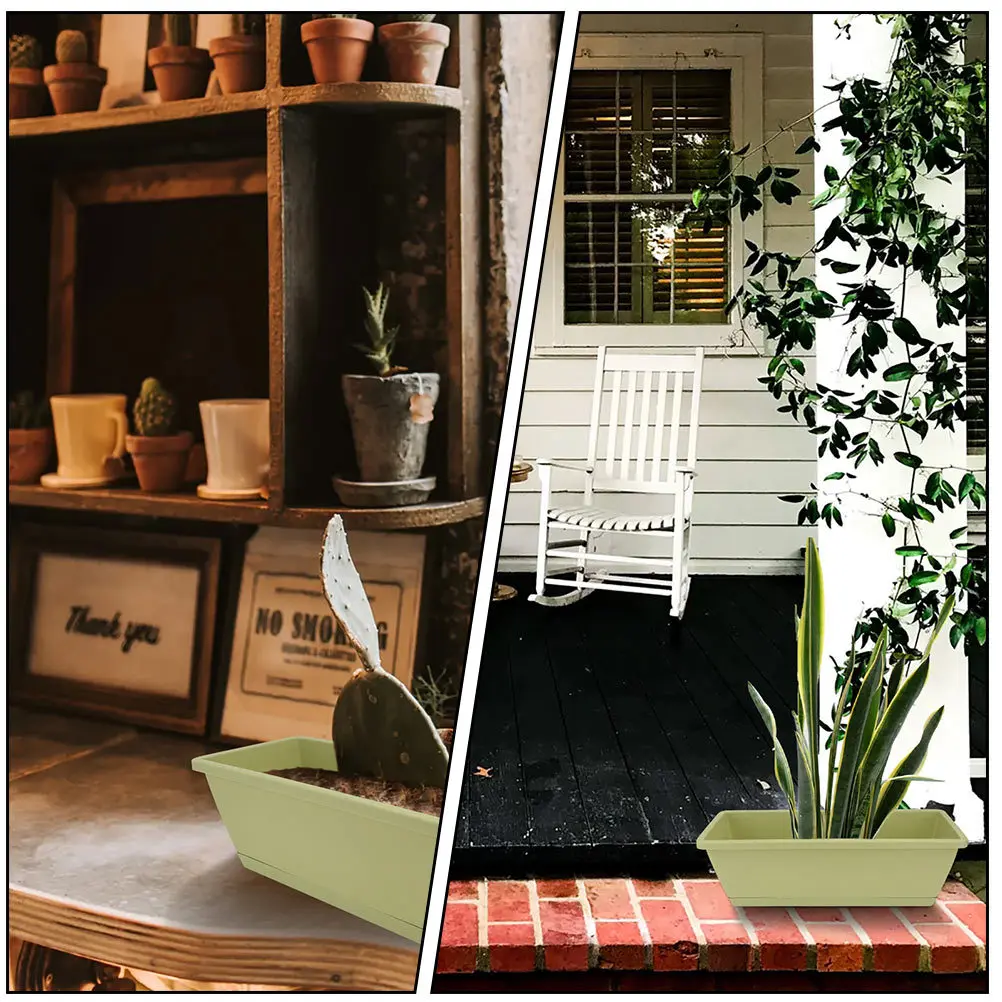 2 pçs engrossado retangular legumes vaso de flores durável plantio calha para varanda jardim respirável berçário bacia resina