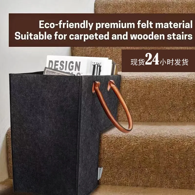 

Household Stair Felt Portable Storage Basket Large Capacity Foldable Square Home Toys Solid Color Dirty Clothes Basket