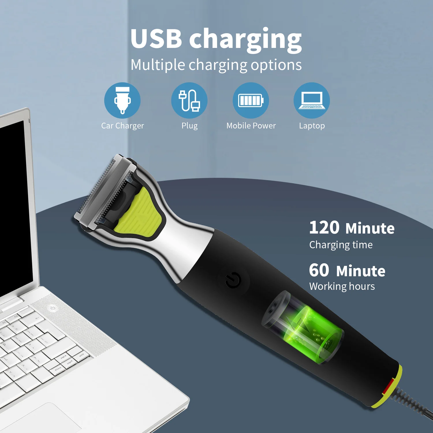ماكينة قص الشعر الكهربائية للرجال من الأجهزة المنزلية، أداة تهذيب الوجه، منفذ شحن USB، تنظيف عميق، مريح ولطيف #4