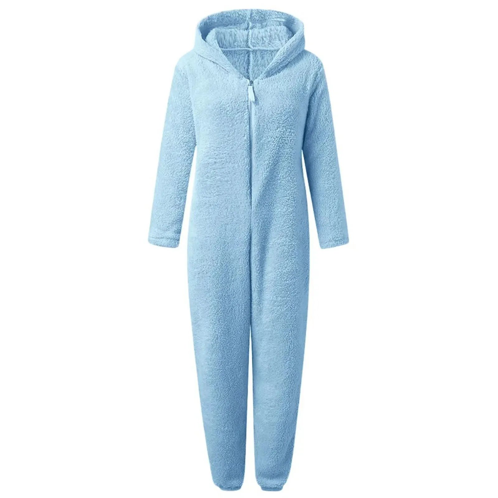 

Girl Clothes Girls Fleece Warm Fleece Bed Jumpsuit Kids Cute Winter Plain Zip Up Long Sleeve Soft Jumpsuits For Home Sleepwear