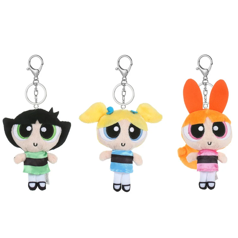 12Cm Cute The Powerpuff Girls Plush Keychain Kawaii Pendant Buttercup Cartoon Girly Heart Doll Bag Pendant Gift