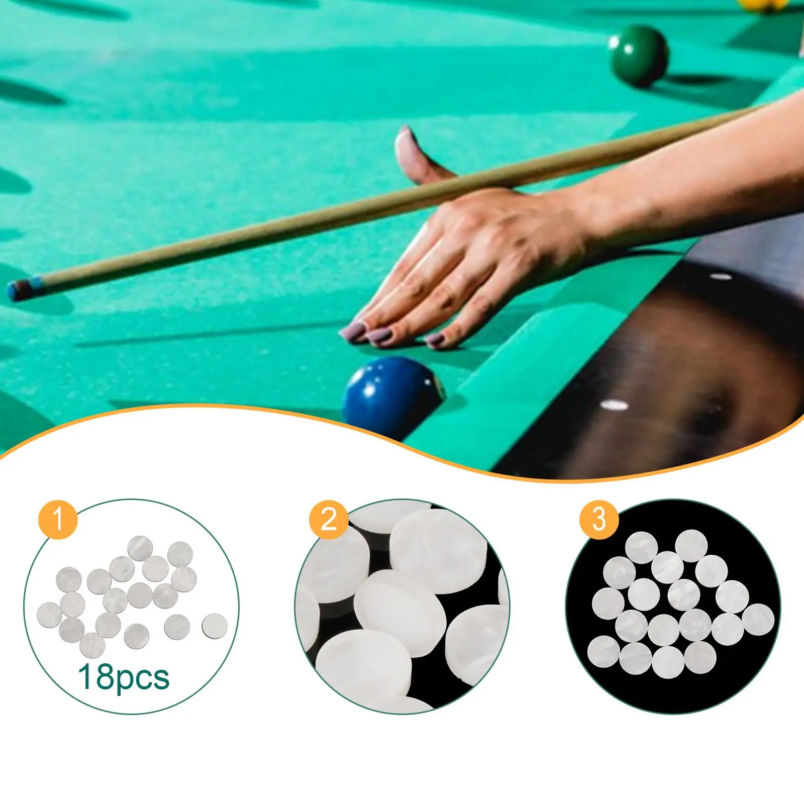 18Pcs Pool Table Marker Dots Pool Ball Position Marker Stickers for Billiards Practice Pool Table Accessories Ball Locator
