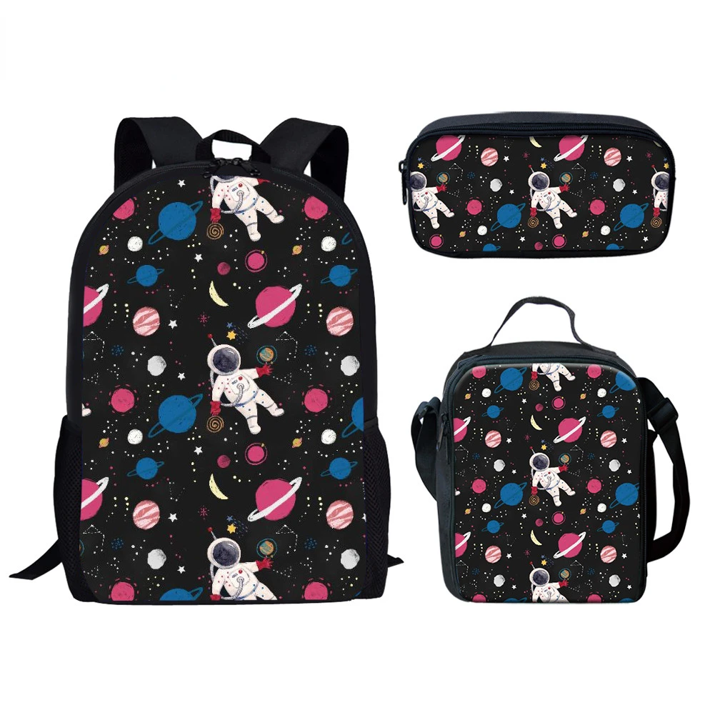 Trendy Popular New Fantasy Space Astronaut 3D Print 3pcs/Set Student School Bags Laptop Daypack Backpack Lunch bag Pencil Case