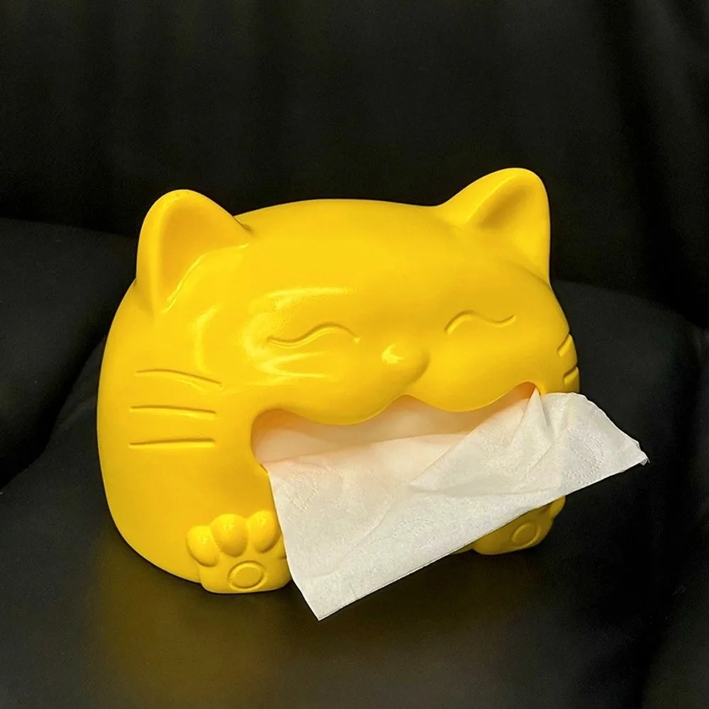 Room Decoration Model Toy Cat Tissue Box Cartoon Collectible Napkin Storage Box Cute Creative Animal Napkin Holder Children/Kids