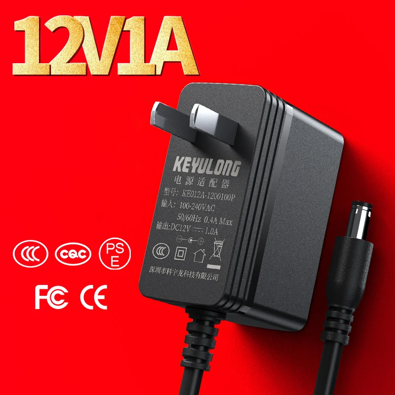 12V1A Power Adapter US Standard Charger 100-240V Input To 12V1A Output AC To DC Supply Charger Universal Converter Plug