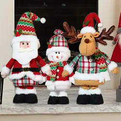 Christmas Decoration Plush Figurine Telescopic Legs Soft Decorative Xmas Party Ornament for Holiday Fireplace Window Table Tree