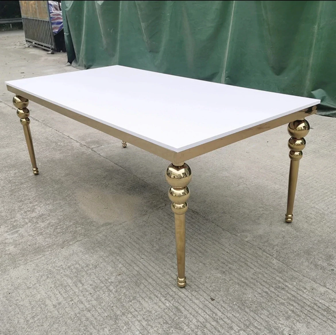 Stainless Steel Banquet Party table Dining Dinner table Glass Serpentine Wedding Cake Table for Evente