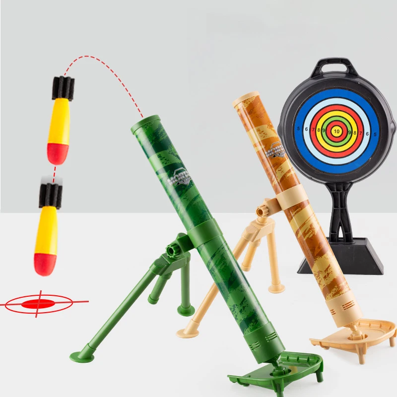 2023 New Children\'s Large Size Mortar Shells Toy Mortar Grenades Rocket Launch Shooting Toys for Boys Simulation Military Model