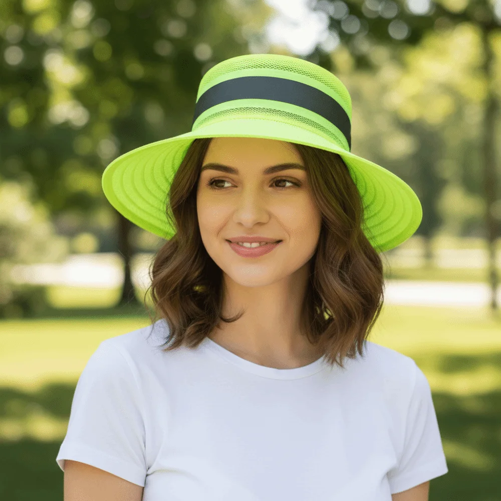 Adjustable Design Reflective Sun Hat UV Protection Large Brim Anti-UV Bucket Hat Neck Shawl Sun Protection view 4