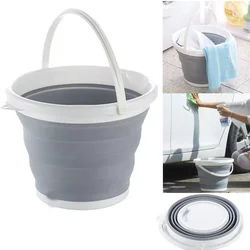 1PC 10L Collapsible Bucket Portable Folding Silicon Bucket Car Washing Bucket Outdoor Fishing Camp Household Storage Buckets