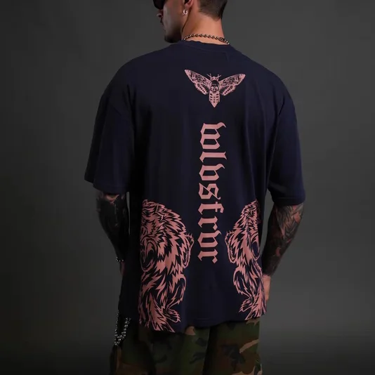 GYM American Trendy Brand Wolf-head Men's Fitness Clothing - Loose Large-sized Cotton Muscle T-shirt Short-sleeved Top