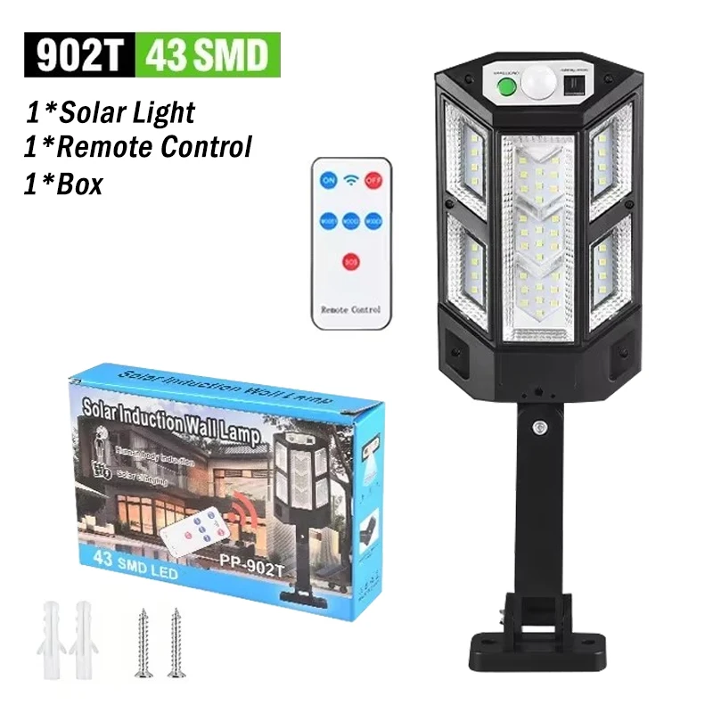 30000LM LED-verlichting op zonne-energie Buitenverlichting op zonne-energie van bewegingssensor 3 modi Waterdicht IP65 Solar Garden Light Street Yard Lantern