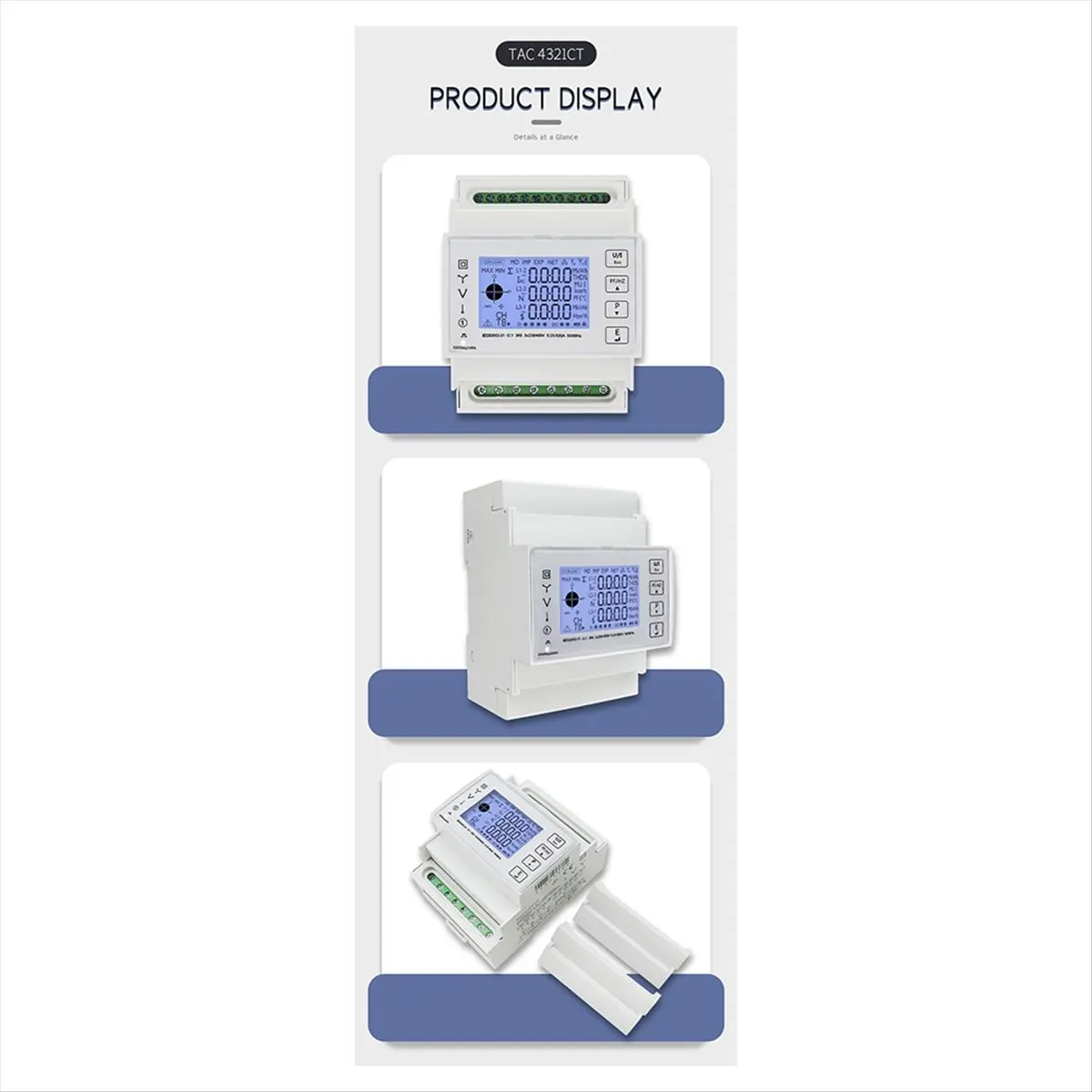 ■★New Arrival Fashion  TAC4321CT Three Phase Din Rail WiFi Tuya Mutil-Function Meter with KCT16 Current Transformer 230/400VAC