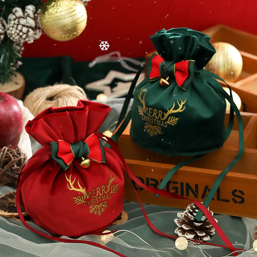 

1Pc Santa Sacks Cloth Gift Bag Candy Handle Bag Christmas Tree Decorations for Home Table New Year 2023 Red Noel Xmas Presents