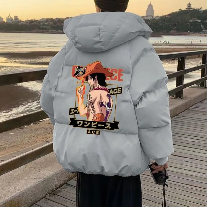 New One Piece anime peripheral Luffy Zoro Chopper creative hooded cotton jacket Sanji Ace thickened cotton coat gift wholesale