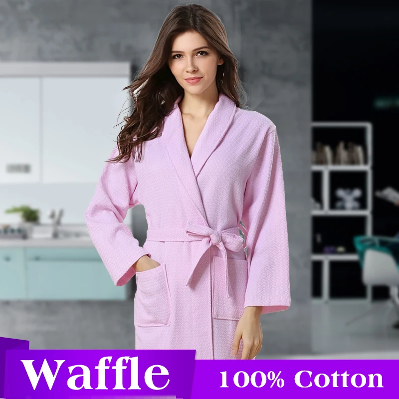 

Robe Summer Women Cotton Waffle Bathrobes Men Couples Absorbent Bathrobes Hotel Nightgown Bathrobe Lounge Negligee Sleepwear