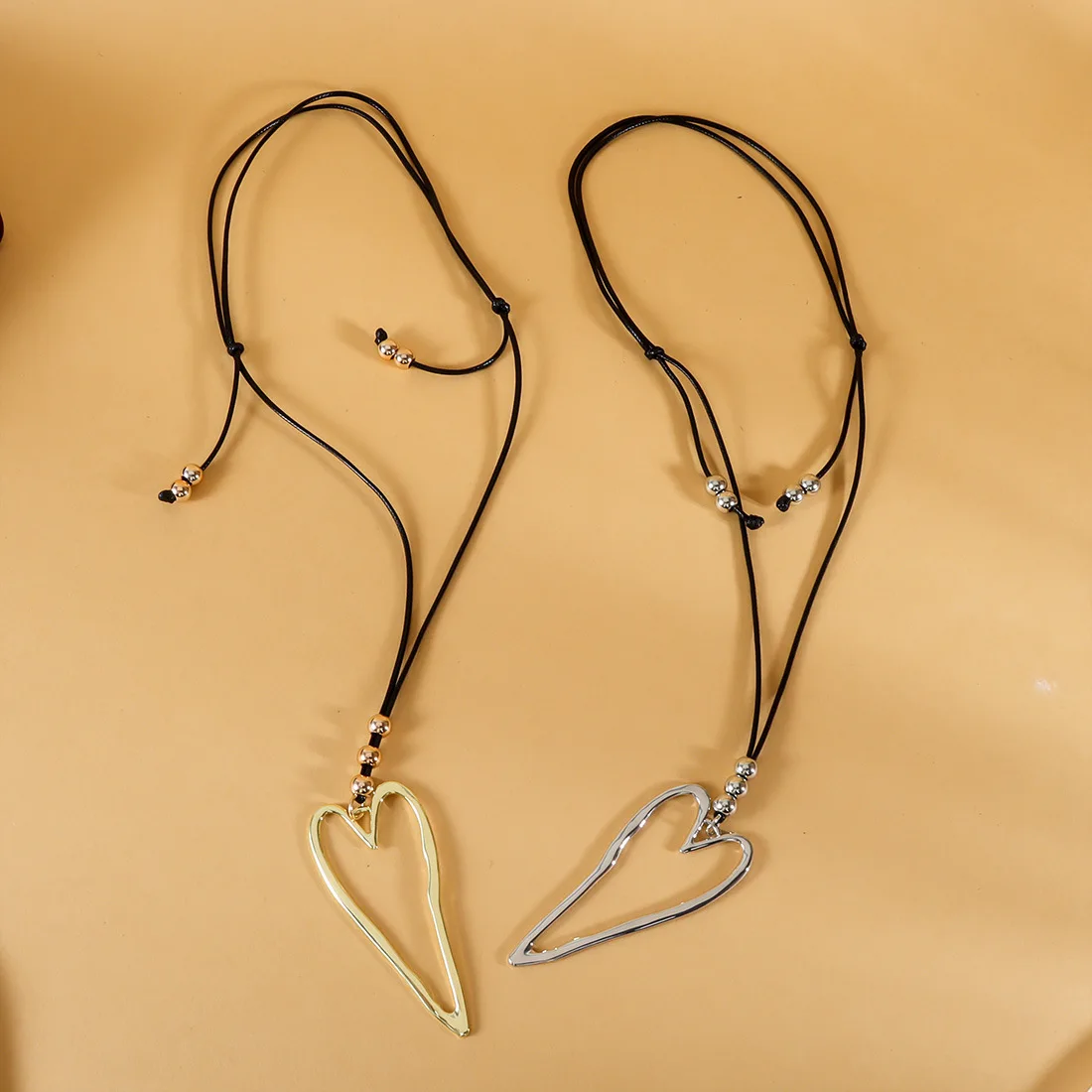 DIY accessories European and American cross-border simple big love pendant necklace flannel adjustable long necklace jewelry NK2